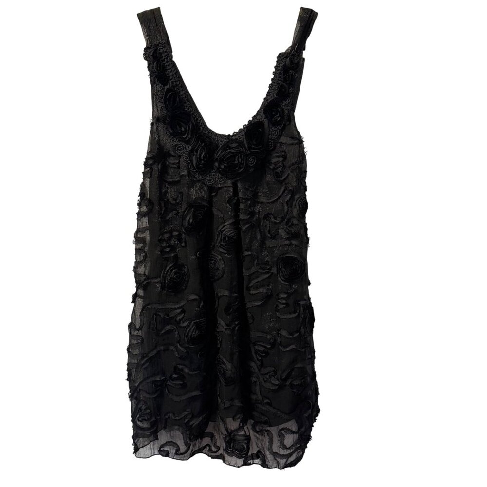 My Pretty Angel Black Sleeveless Dress With Rosette Applique Details . NWOT